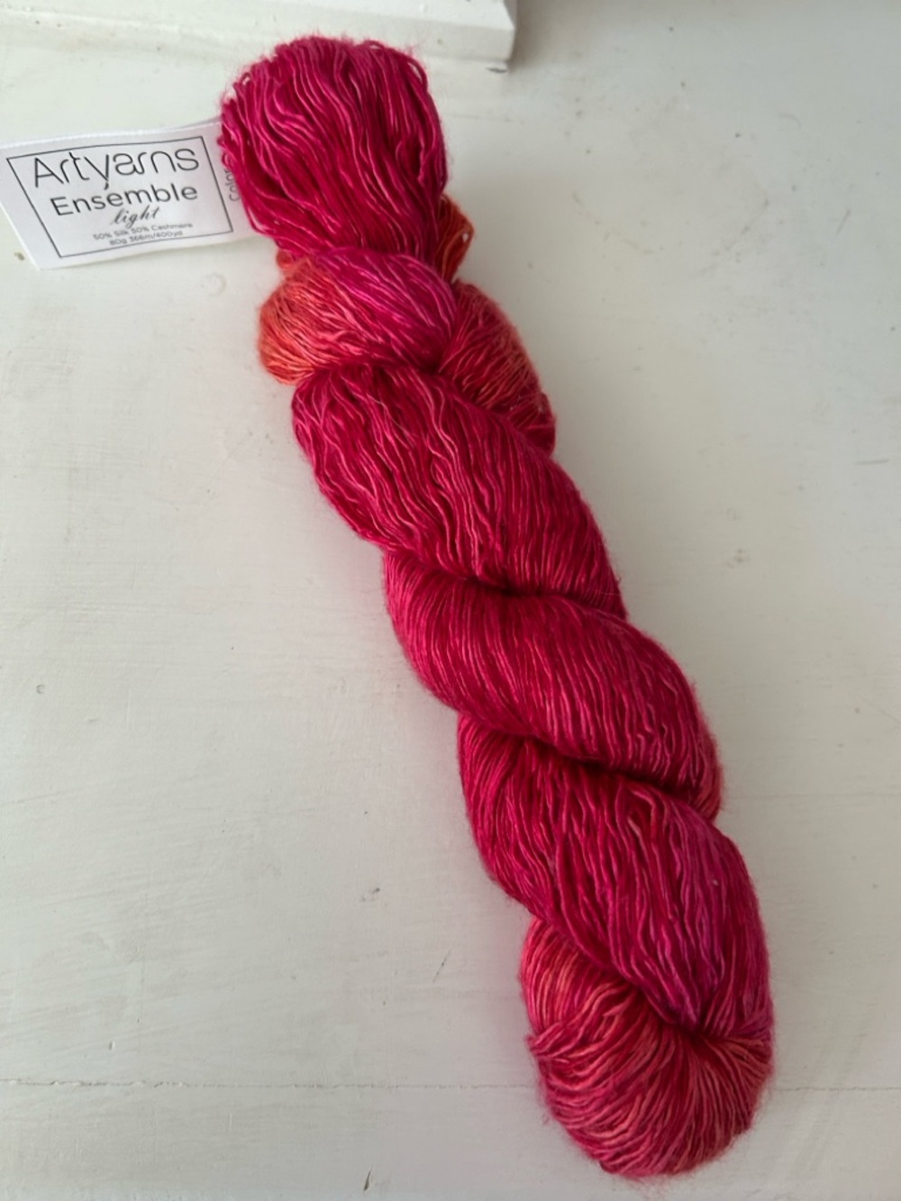 Artyarns Ensemble Light Hand-Painted Yarn - Hot Pink with Coral Accents Lot 1